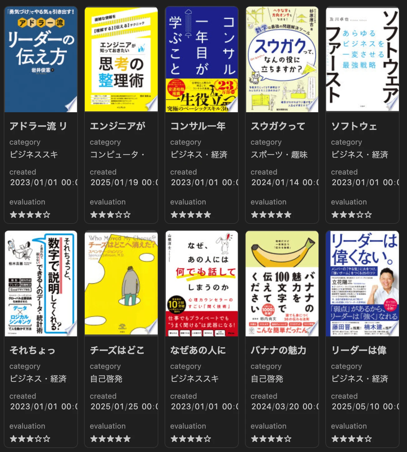 ビジュアル本棚のイメージ